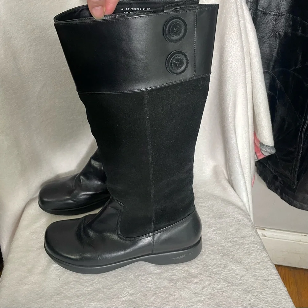 Dansko Delilah Knee High Riding Equestrian Boots Black Suede and Leather Size 41